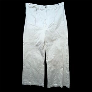 BRASS Cream Wide Leg Cropped Pants Size 14 27 Inseam Pleated Front